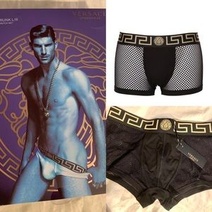 Mens Versace Stretch Net Trunk Underwear